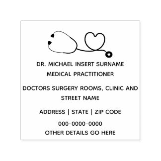 Doctors Medical Professionals DIY stethoscope Self-inking Stamp