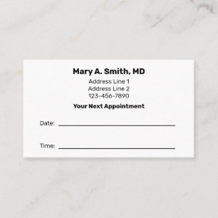 Doctor's Name in Bold Font White Your Next Appointment Card