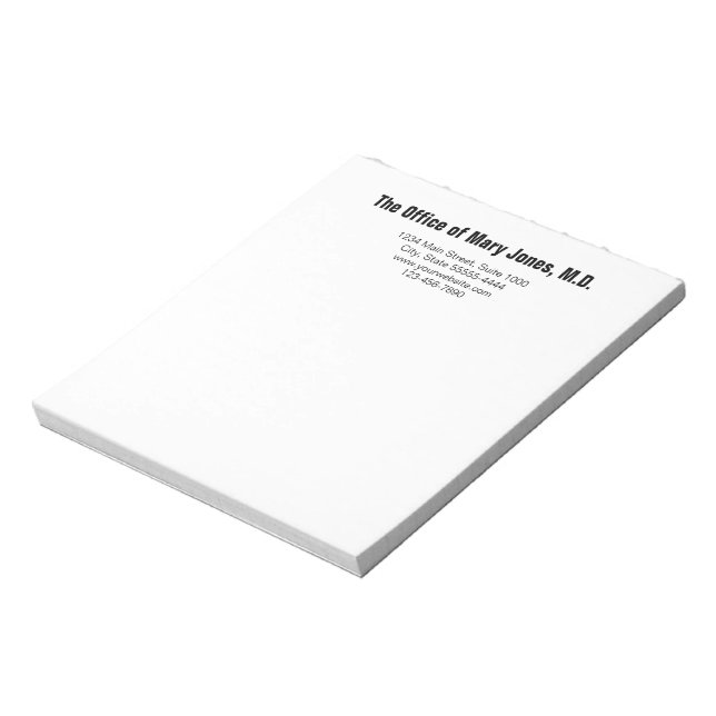 Doctor's Office Black and White Address Phone Notepad (Rotated)