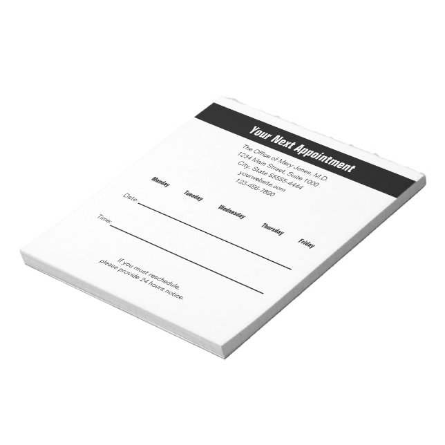 Doctor's Office Your Next Appointment Reminder Notepad (Rotated)
