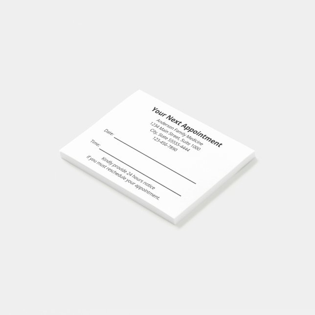 Doctor's Office Your Next Appointment Reminder Post-it Notes (Angled)