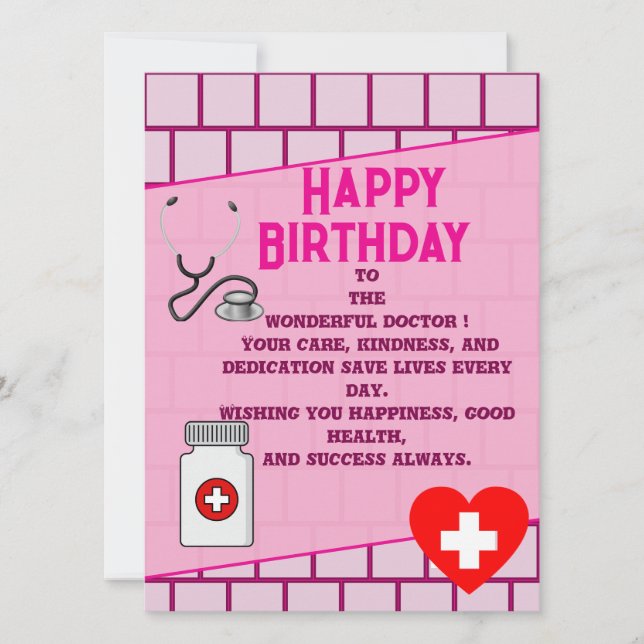 Doctor's stylish birthday card (Front)