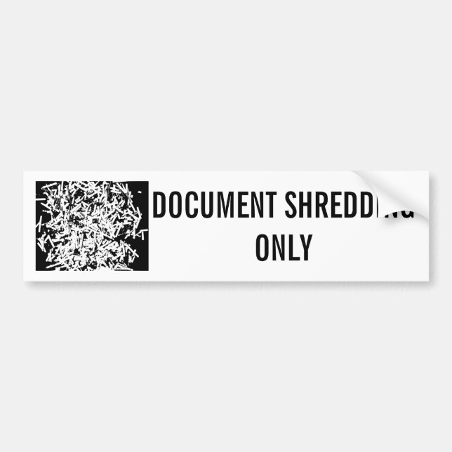DOCUMENT SHREDDING ONLY BUMPER STICKER (Front)