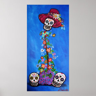 DOD SKULLS FLOWERS POSTER