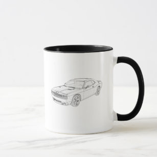 Dodge Challenger Black and White Pencil Drawing Mug