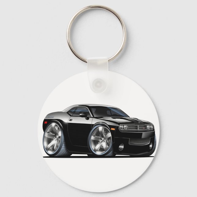 Dodge Challenger Black Car Key Ring (Front)