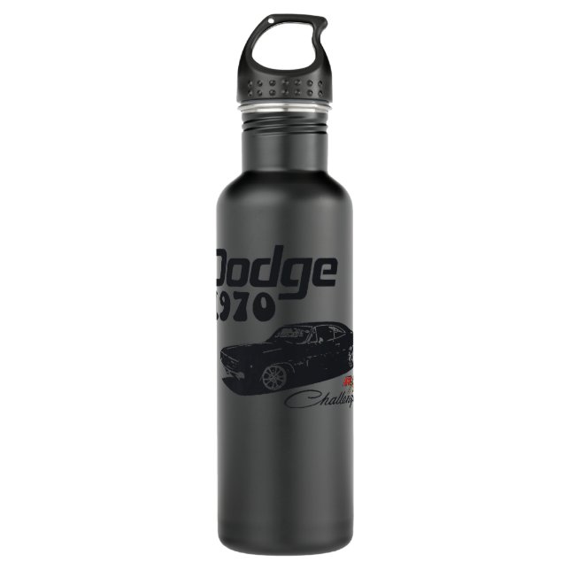 Dodge Challenger Muscle Car American Flag 4th July 710 Ml Water Bottle (Front)