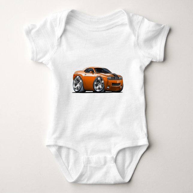 Dodge Challenger Orange Car Baby Bodysuit (Front)