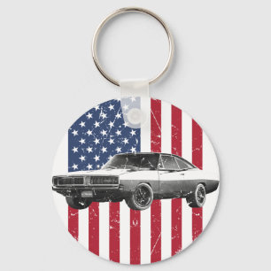 dodge charger american flag key ring