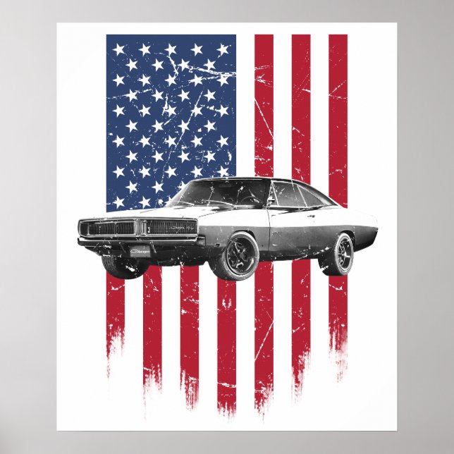 dodge charger american flag poster (Front)