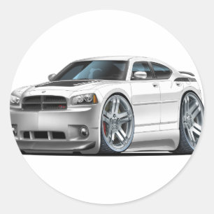 Dodge Charger Daytona White Car Classic Round Sticker