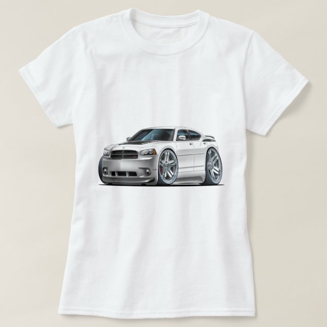 Dodge Charger Daytona White Car T-Shirt (Design Front)
