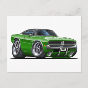 Dodge Charger Green Car Postcard