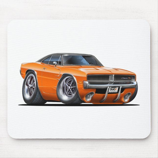 Dodge Charger Orange Car Mouse Pad (Front)