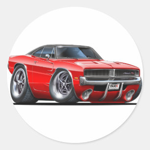 Dodge Charger Red Car Classic Round Sticker