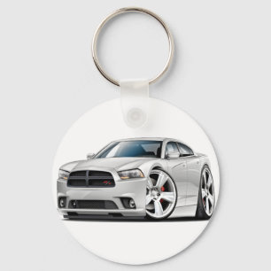Dodge Charger RT White Car Key Ring