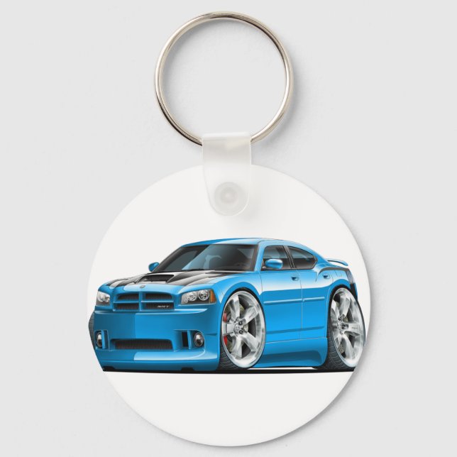 Dodge Charger Super Bee Blue Car Key Ring (Front)