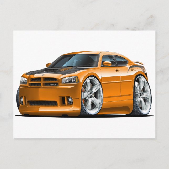 Dodge Charger Super Bee Orange Car Postcard (Front)