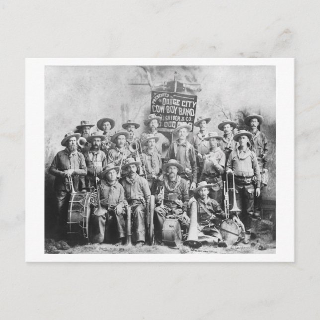Dodge City Cow-Boy Band with Instruments Postcard (Front)