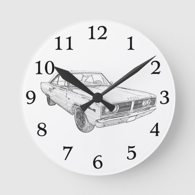 Dodge Coronet Muscle Car Illustration Wall Clock (Front)