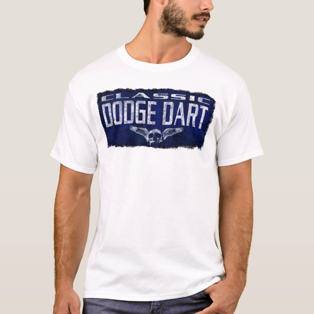 Dodge Dart  Blue Classic Winged Skull Erode T-Shirt (Front)