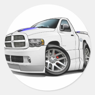 Dodge SRT10 Ram White Classic Round Sticker