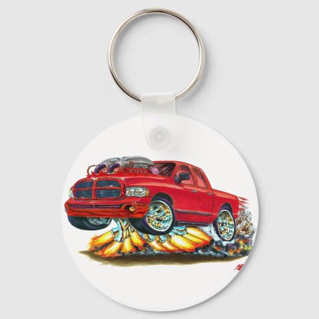 Dodge SRT10 Red Dual Cab Truck Key Ring (Front)