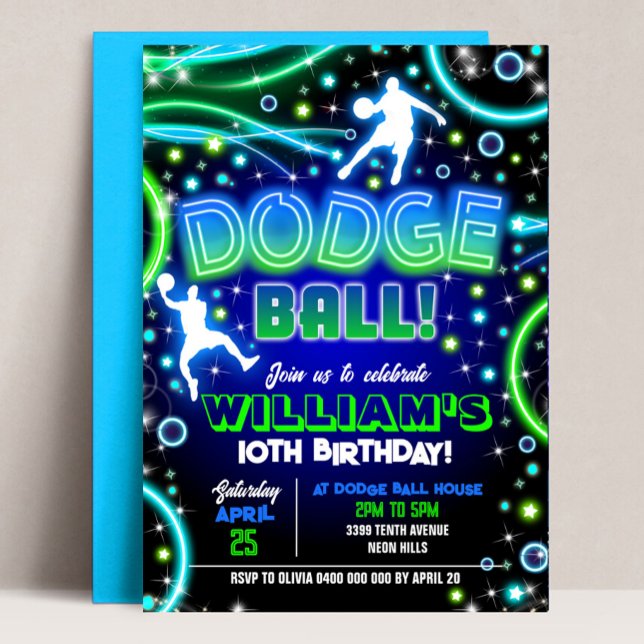 Dodgeball Birthday Invitation Neon Dodgeball Party (DODGEBALL INVITATION Instant Download Corjl Dodgeball Party Dodgeball Printable Dodgeball BIRTHDAY)