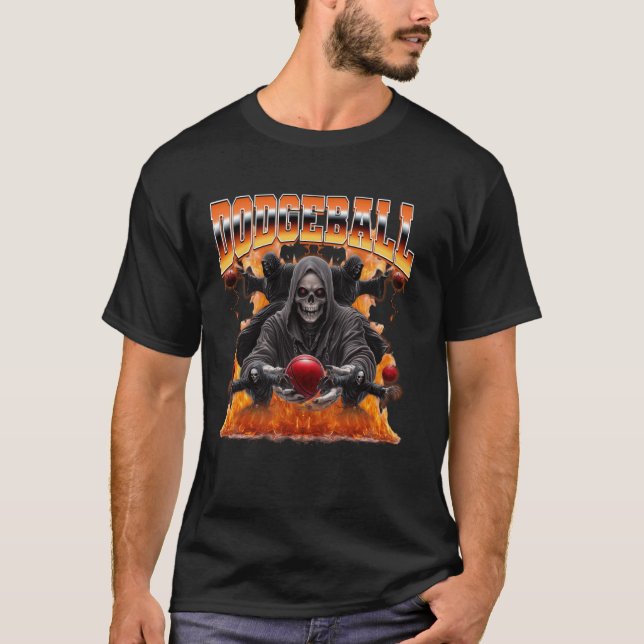 Dodgeball Player Grim Reaper 90s Bootleg Style T-Shirt (Front)