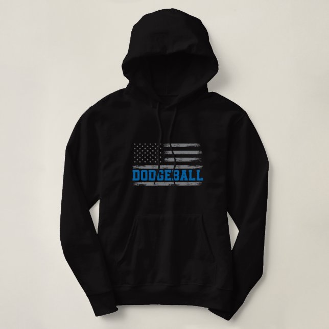Dodgeball USA Flag Apparel Dodge Ball Player Ameri Hoodie (Design Front)