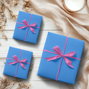 Dodger Blue Solid Colour Classic Elegant Wrapping Paper Sheet