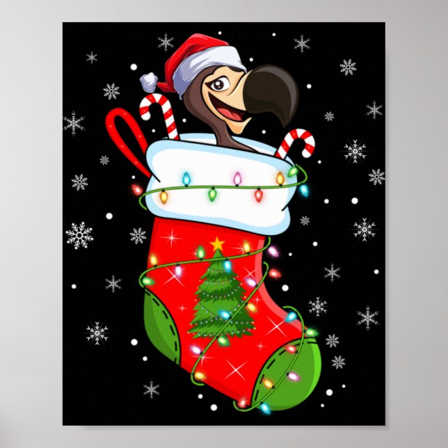 Dodo Bird In Christmas Socks Santa Lights Xmas T S Poster (Front)