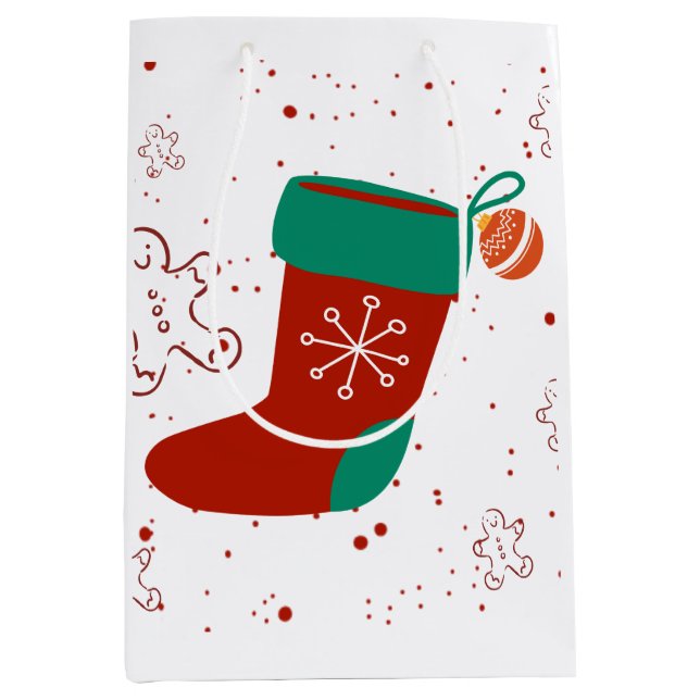 Dodo Craft Studio Cute Christmas Stocking Holiday. Medium Gift Bag (Front)