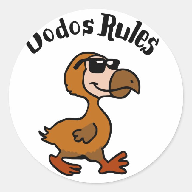 Dodo rules | choose background colour classic round sticker (Front)