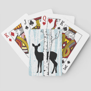 Doe a Deer in Birch Forest Playing Cards