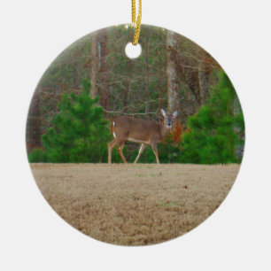 Doe a Deer & Pine Trees Ceramic Tree Decoration