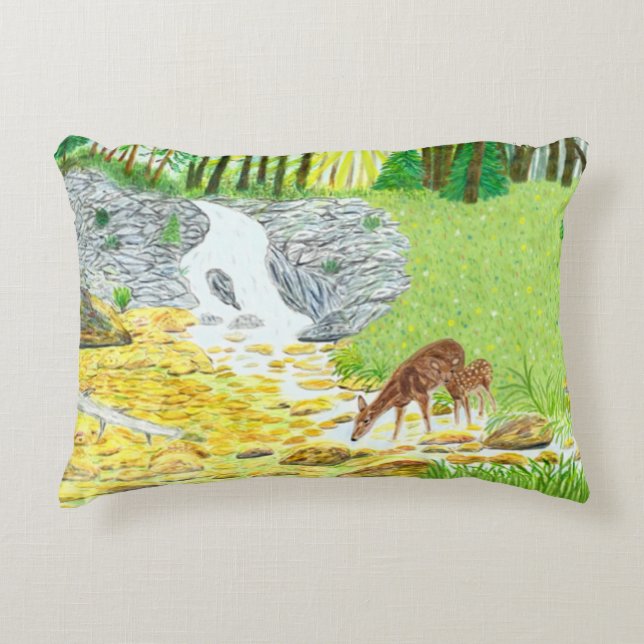 Doe and Fawn Decorative Cushion (Front)
