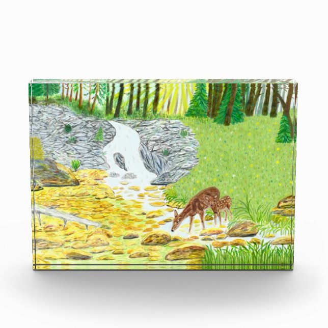 Doe and Fawn Deer Photo Block (Front)