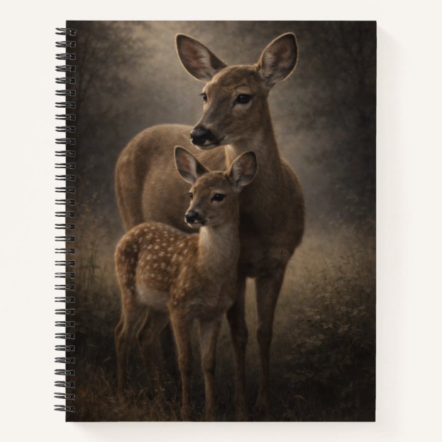Doe and Fawn | Deer Wildlife Art | Notebook (Front)