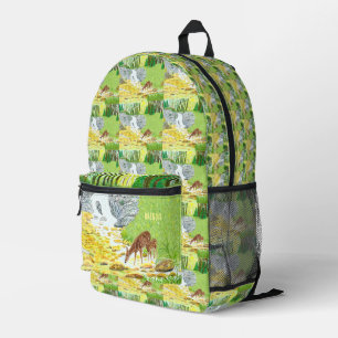 Doe and Fawn Forest Scene Printed Backpack