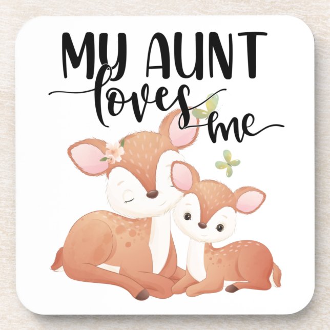Doe and Fawn My Aunt Loves Me Coaster (Front)