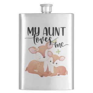 Doe and Fawn My Aunt Loves Me Hip Flask