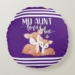 Doe and Fawn My Aunt Loves Me Round Cushion