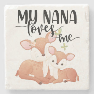 Doe and Fawn My Nana Loves Me Stone Coaster