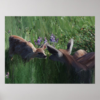 Doe and fawn paper print