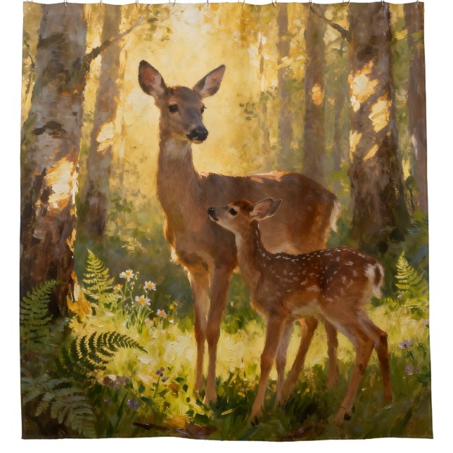 Doe and Fawn Shower Curtain (Front)