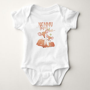 Doe Deer and Fawn Mummy Loves Me Baby Bodysuit