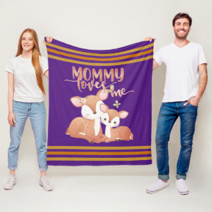 Doe Deer and Fawn Mummy Loves Me Fleece Blanket