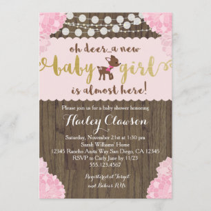 Doe Deer Rustic Girl Baby Shower Invitation