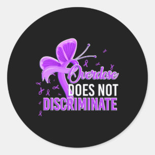 Does Not Discriminate Purple Awareness Ribbon  Classic Round Sticker